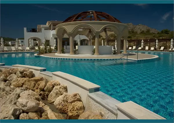 Europe, Greece, Rhodes: the pool at the Lindian village Rhodes top luxury hotel
