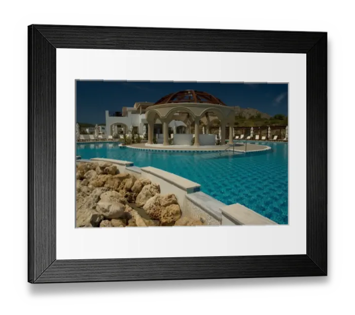 Framed Print : Europe, Greece, Rhodes: the pool at the Lindian village Rhodes top luxury hotel Framed Print : Europe, Greece, Rhodes: the pool at the Lindian village Rhodes top luxury hotel
