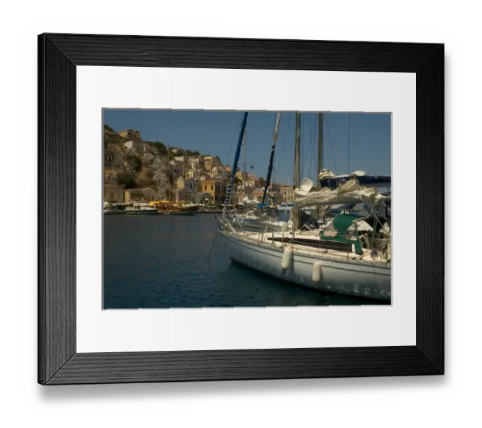 Framed Print : Europe, Greece, Dodecanese Islands, Halki: yachts in the port of Emborios Framed Print : Europe, Greece, Dodecanese Islands, Halki: yachts in the port of Emborios