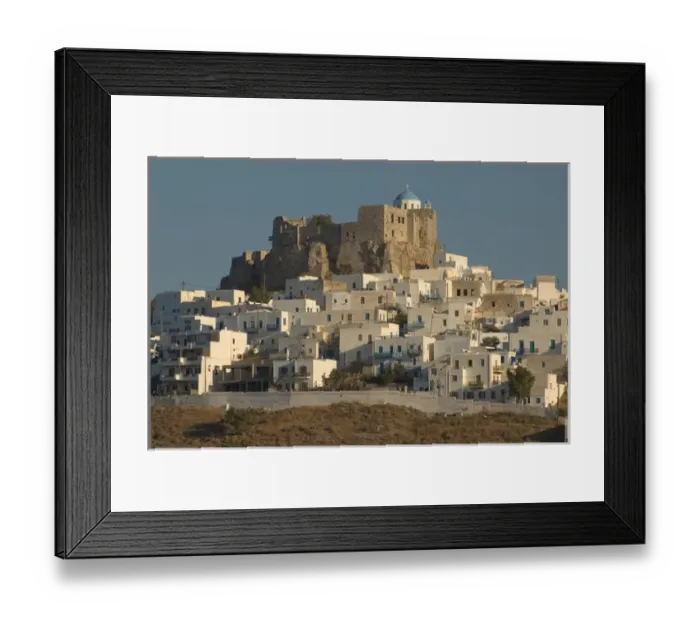 Framed Print : Europe, Greece, Dodecanese Islands, Astypalea: Quirini-built fort atop the Hora