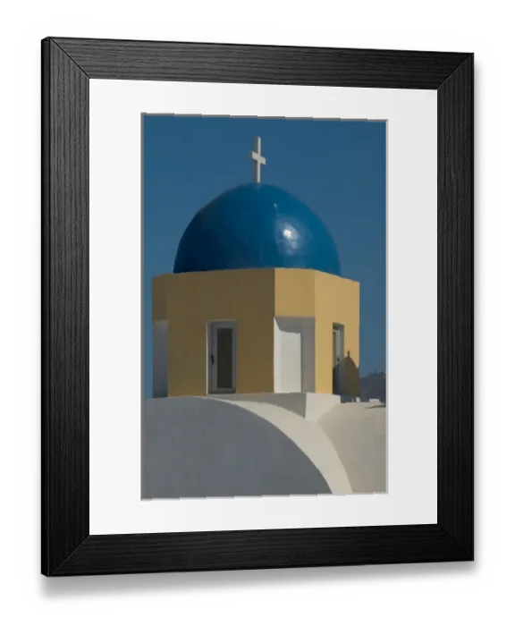 Framed Print : Europe, Greece, Dodecanese, Santorini: blue of the cupola of an inland church Framed Print : Europe, Greece, Dodecanese, Santorini: blue of the cupola of an inland church