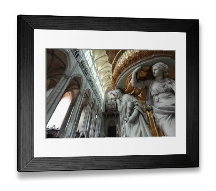 Framed Print : France. Amiens. The marble baroque pulpit inside of Amiens Cathedral (Notre Dame Framed Print : France. Amiens. The marble baroque pulpit inside of Amiens Cathedral (Notre Dame