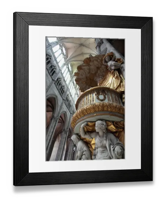 Framed Print : France. Amiens. The marble baroque pulpit inside of Amiens Cathedral (Notre Dame Framed Print : France. Amiens. The marble baroque pulpit inside of Amiens Cathedral (Notre Dame