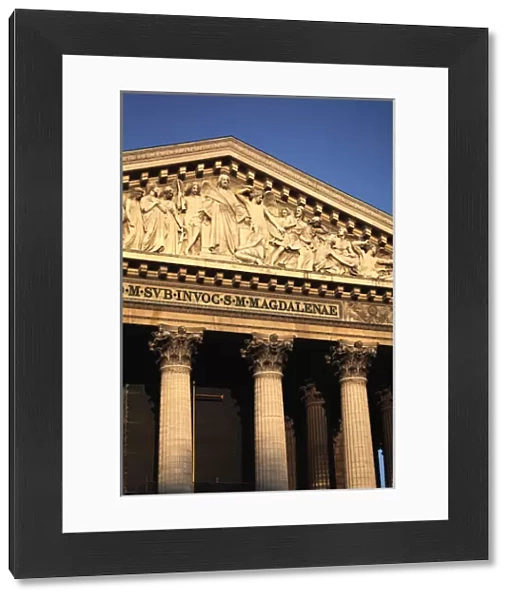 France. Paris. A closed up view of the tympanum of the Madeleine church-Eglise de