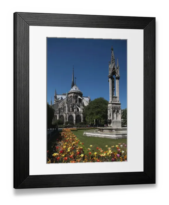 Framed Print : France. Paris. The back garden and the rear view of Notre Dame Cathedral Framed Print : France. Paris. The back garden and the rear view of Notre Dame Cathedral