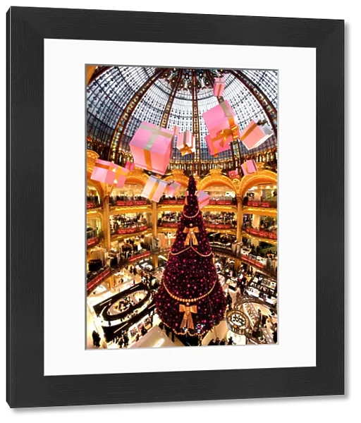 France. Paris. Christmas decorations of Galeries Lafayette department store