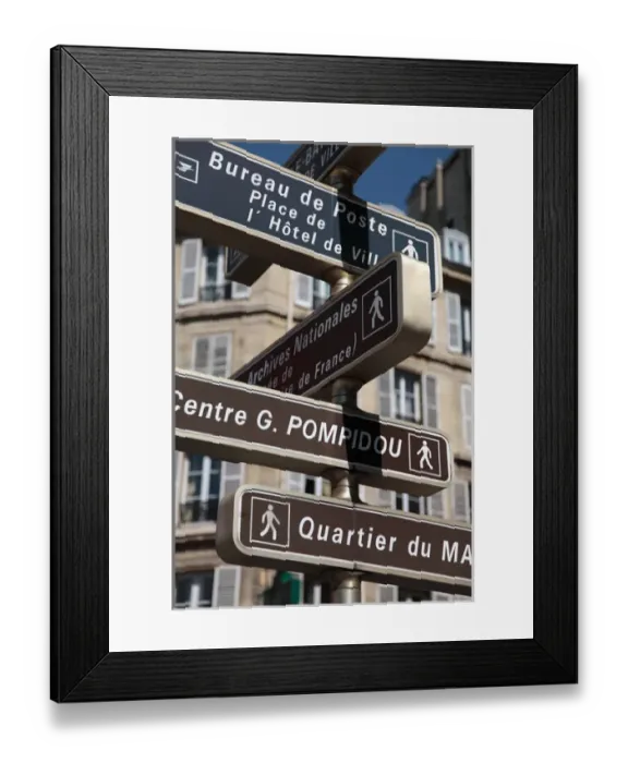 Framed Print : France. Paris. Direction signs on the street Framed Print : France. Paris. Direction signs on the street