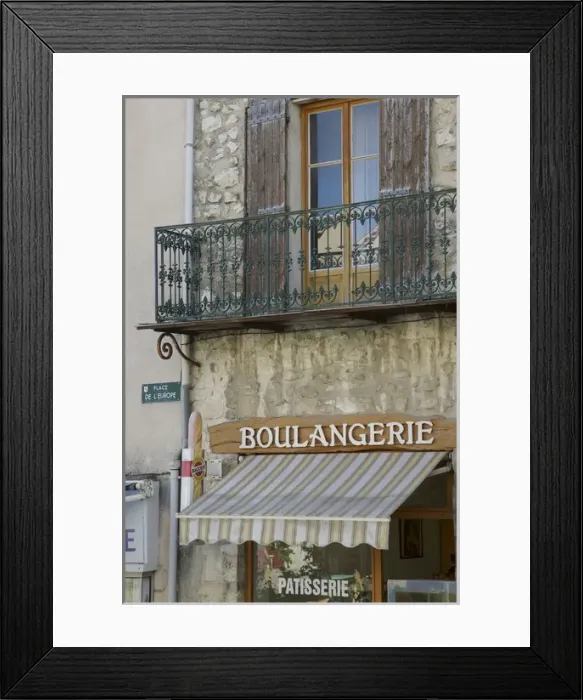 Framed Print : Europe, France, Sault. A bakery sits beneath an apartment. Credit as: Josh Anon  / 