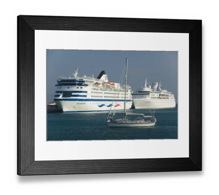 Framed Print : GREECE-Dodecanese Islands-RHODES-Rhodes Town: Comercial Harbor- Cruiseships Framed Print : GREECE-Dodecanese Islands-RHODES-Rhodes Town: Comercial Harbor- Cruiseships
