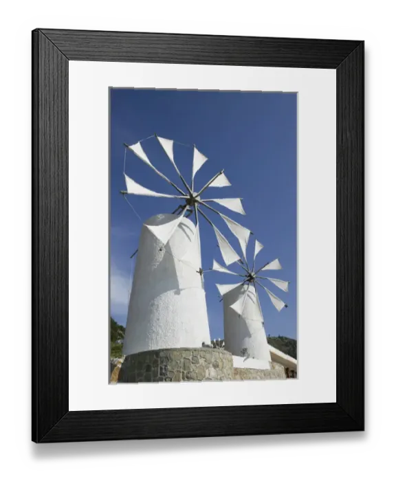 Framed Print : GREECE-CRETE-Iraklio Province-Ano Kera: Traditional Cretan Windmills