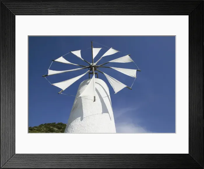 Framed Print : GREECE-CRETE-Iraklio Province-Ano Kera: Traditional Cretan Windmill