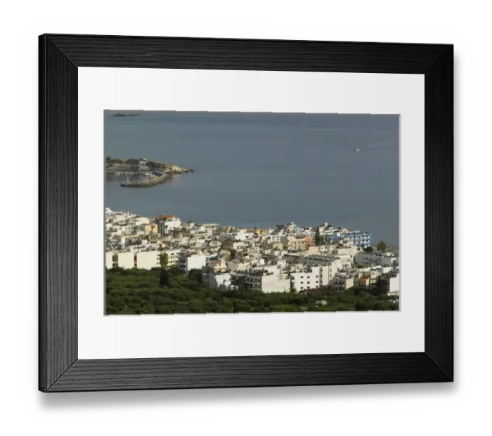 Framed Print : GREECE-CRETE-Iraklio Province-Hersonisos: Resort Town View / Morning Framed Print : GREECE-CRETE-Iraklio Province-Hersonisos: Resort Town View / Morning