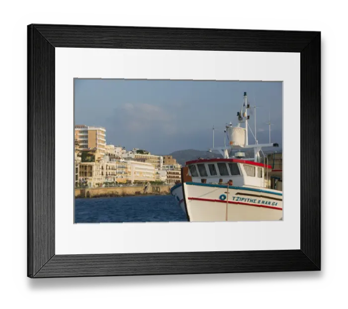 Framed Print : GREECE-CRETE-Lasithi Province-Agios Nikolaos: Port View Morning