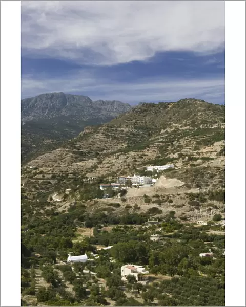 GREECE-CRETE-Lasithi Province-Agias Fotias: Tourist Hotels and Mount Thryptis