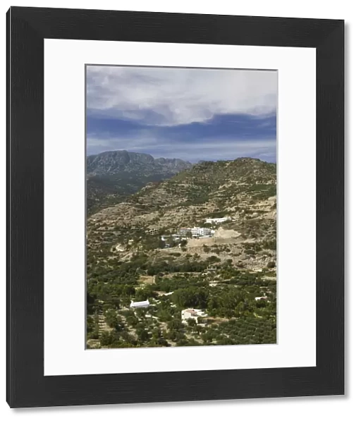 GREECE-CRETE-Lasithi Province-Agias Fotias: Tourist Hotels and Mount Thryptis