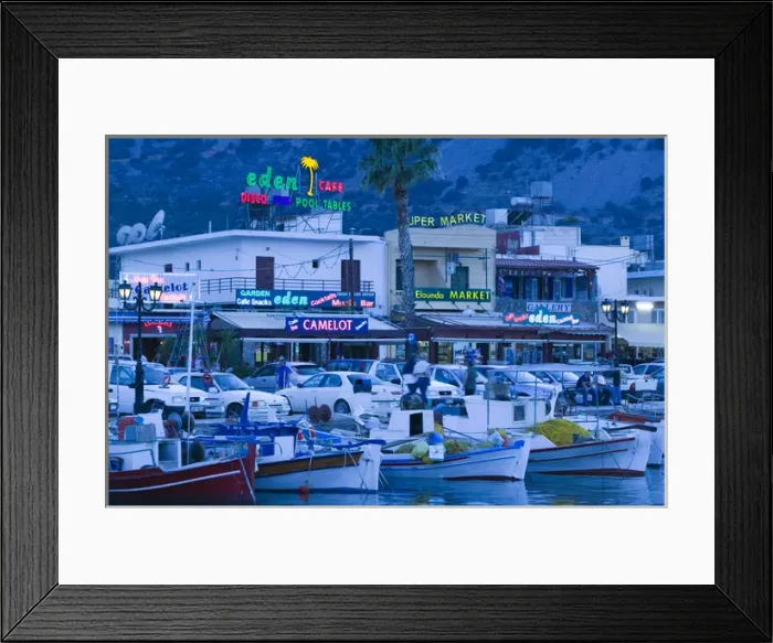 Framed Print : GREECE-CRETE-Lasithi Province-Elounda: Port View / Dusk Framed Print : GREECE-CRETE-Lasithi Province-Elounda: Port View / Dusk