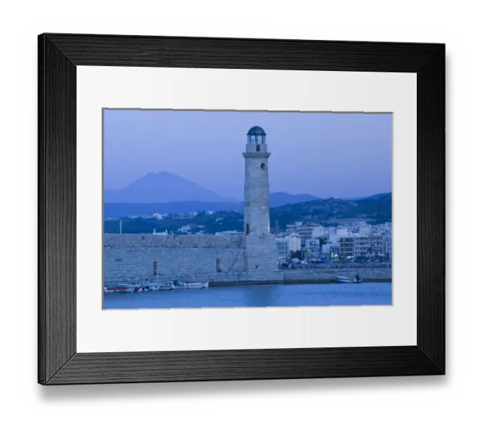 Framed Print : GREECE-CRETE-Rethymno Province-Rethymno: Venetian Harbor with lighthouse / Dusk Framed Print : GREECE-CRETE-Rethymno Province-Rethymno: Venetian Harbor with lighthouse / Dusk