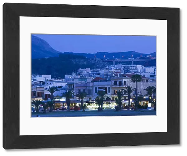 GREECE-CRETE-Rethymno Province-Rethymno: City View from Venetian Harbor  /  Dusk