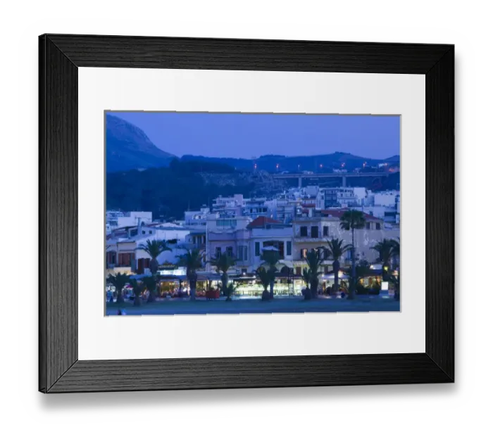 Framed Print : GREECE-CRETE-Rethymno Province-Rethymno: City View from Venetian Harbor / Dusk Framed Print : GREECE-CRETE-Rethymno Province-Rethymno: City View from Venetian Harbor / Dusk