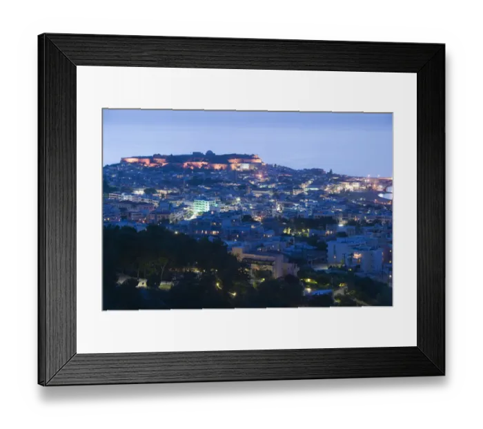 Framed Print : GREECE-CRETE-Rethymno Province-Rethymno: Dusk City View with 16th century Venetian Framed Print : GREECE-CRETE-Rethymno Province-Rethymno: Dusk City View with 16th century Venetian