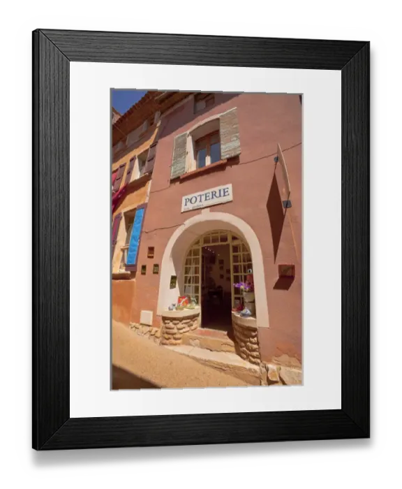 Framed Print : France, Provence, Roussillon. Sign over entrance to pottery shop. Credit as: Fred