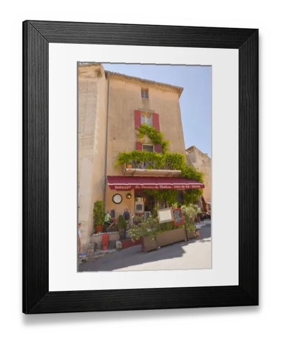 Framed Print : France, Provence, Gorde. Outside diners at restaurant and ice cream salon. Credit as Framed Print : France, Provence, Gorde. Outside diners at restaurant and ice cream salon. Credit as