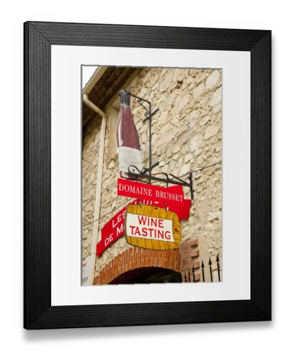 Framed Print : France, Provence, Gigondas. Sign for wine-tasting shop. Credit as: Fred Lord / Jaynes Framed Print : France, Provence, Gigondas. Sign for wine-tasting shop. Credit as: Fred Lord / Jaynes