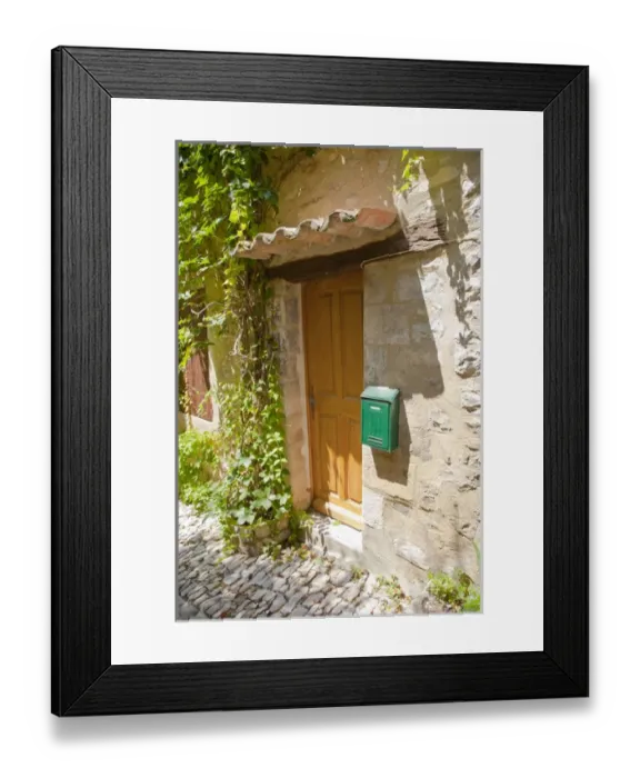 Framed Print : France, Provence, Seguret. View of doorway and mailbox of residence. Credit as Framed Print : France, Provence, Seguret. View of doorway and mailbox of residence. Credit as