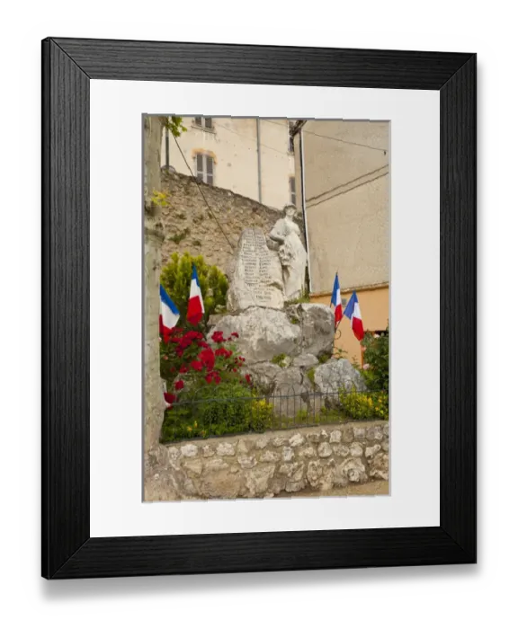 Framed Print : France, Provence, Moustiers-Ste-Marie. Memorial to World War I French war dead. Credit as Framed Print : France, Provence, Moustiers-Ste-Marie. Memorial to World War I French war dead. Credit as