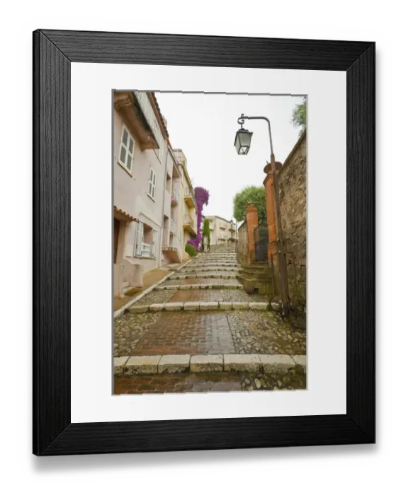Framed Print : France, Provence, Cannes. Rain-covered steps in a residential area. Credit as: Fred Framed Print : France, Provence, Cannes. Rain-covered steps in a residential area. Credit as: Fred
