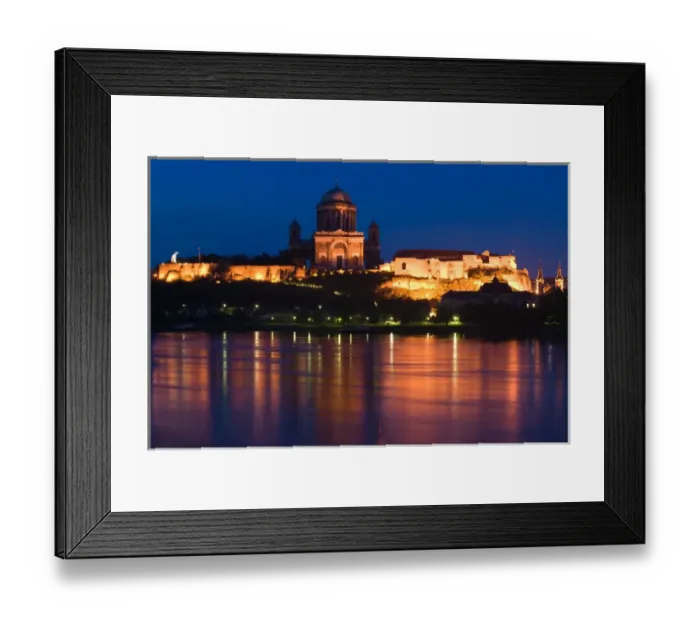 Framed Print : HUNGARY-DANUBE BEND-Estergom: Estergom Basilica (b. 1856) & Danube River / Evening Framed Print : HUNGARY-DANUBE BEND-Estergom: Estergom Basilica (b. 1856) & Danube River / Evening