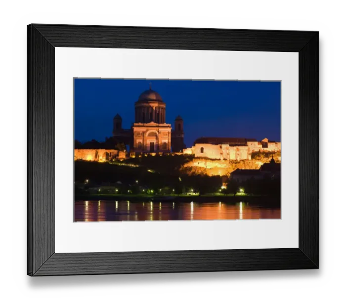 Framed Print : HUNGARY-DANUBE BEND-Estergom: Estergom Basilica (b. 1856) & Danube River / Evening Framed Print : HUNGARY-DANUBE BEND-Estergom: Estergom Basilica (b. 1856) & Danube River / Evening