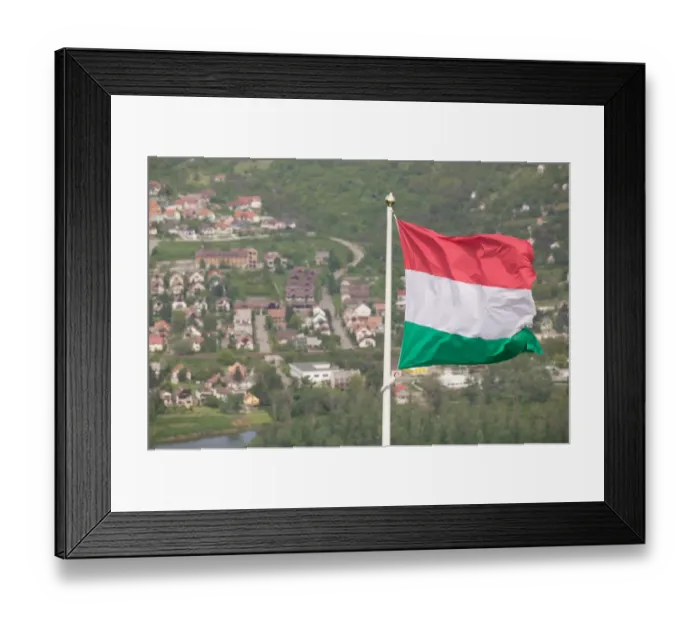 Framed Print : HUNGARY-DANUBE BEND-Visegrad: Visegrad Citadel View of Hungarian Flag & Nagymaros Framed Print : HUNGARY-DANUBE BEND-Visegrad: Visegrad Citadel View of Hungarian Flag & Nagymaros