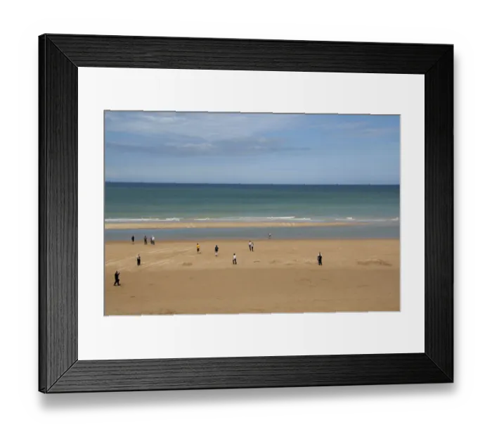 Framed Print : France, Normandy, Saint-Laurent-Sur-Mer, Omaha Beach. Tourists walking on historic Framed Print : France, Normandy, Saint-Laurent-Sur-Mer, Omaha Beach. Tourists walking on historic