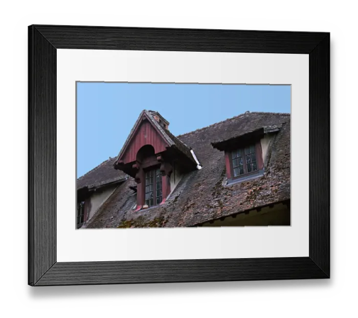 Framed Print : Roof detail and gable of an old inn near Giverny, France Framed Print : Roof detail and gable of an old inn near Giverny, France