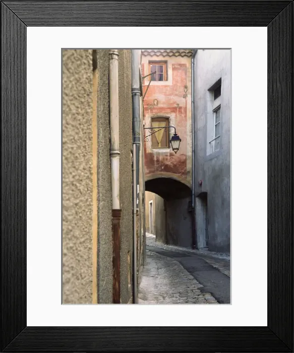 Framed Print : France, Viviers, Street with arched walkway Framed Print : France, Viviers, Street with arched walkway