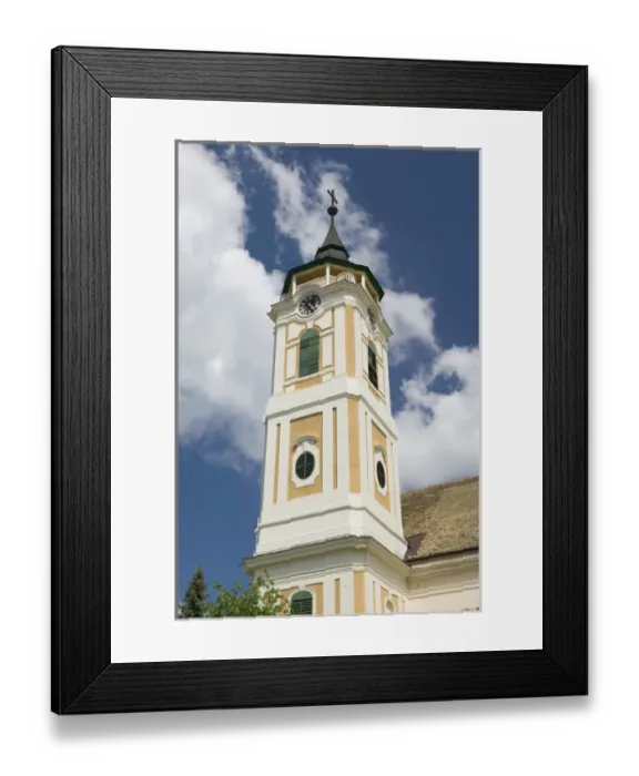 Framed Print : HUNGARY - Great Plain - BAJA: Franciscan Church (b. 1728)  /  Belltower