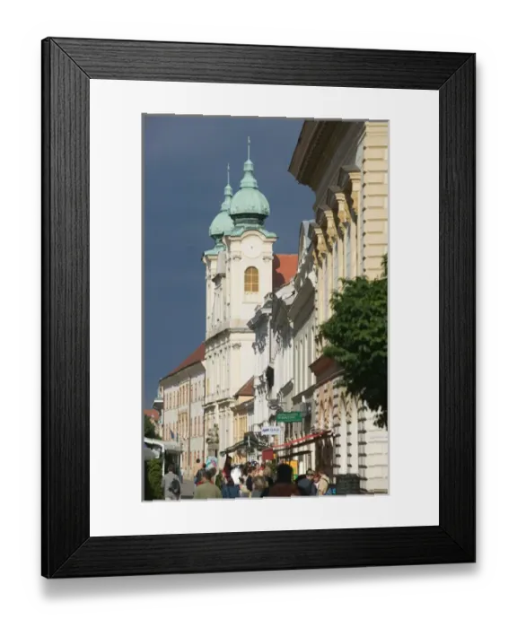 Framed Print : HUNGARY-Southern Transdanubia-PECS: Kiraly utca Street - Church of St. Stephen (b Framed Print : HUNGARY-Southern Transdanubia-PECS: Kiraly utca Street - Church of St. Stephen (b