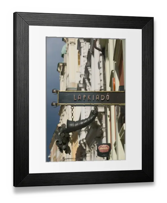 Framed Print : HUNGARY-Southern Transdanubia-PECS: Kiraly utca Street - Shop Sign