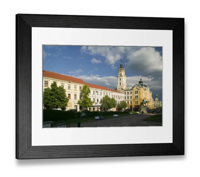 Framed Print : HUNGARY-Southern Transdanubia-PECS: Szechenyi ter Square  /  Town Hall  /  Afternoon