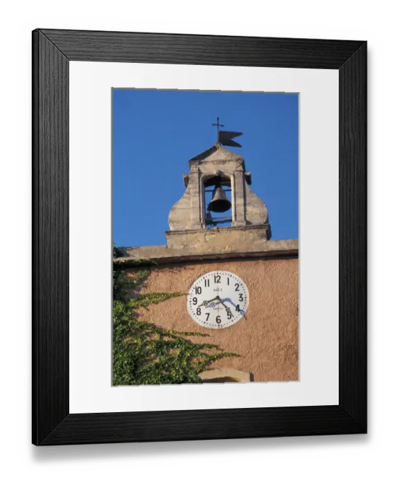 Framed Print : EU, France, Provence, Vaucluse, Rasteau. Clock tower Framed Print : EU, France, Provence, Vaucluse, Rasteau. Clock tower