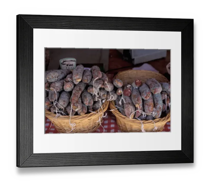 Framed Print : EU, France, Monpazier: bastide, Dordogne. Place Centrale, market day Framed Print : EU, France, Monpazier: bastide, Dordogne. Place Centrale, market day