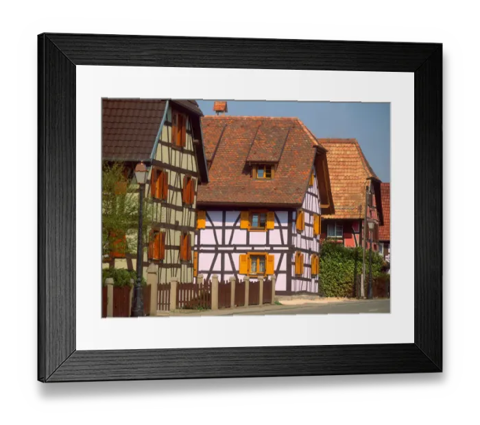 Framed Print : Half timbered houses, Haut Rhin, Alsace, France