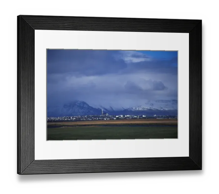 Framed Print : 04. Europe, Iceland, View of Reykjavik from Bessaarshreppur