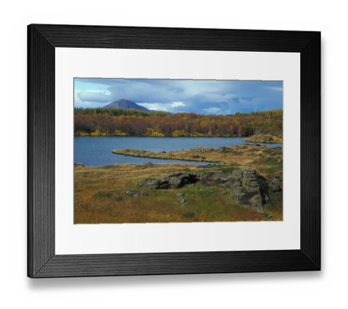 Framed Print : 04. Europe, Iceland, Lake Myvatn area landscape