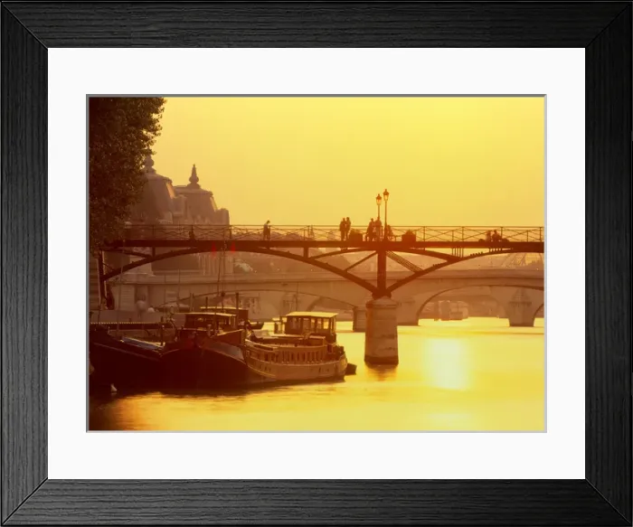 Framed Print : Pont des Arts, Seine, Paris, France Musee d Orsay, river barges Framed Print : Pont des Arts, Seine, Paris, France Musee d Orsay, river barges