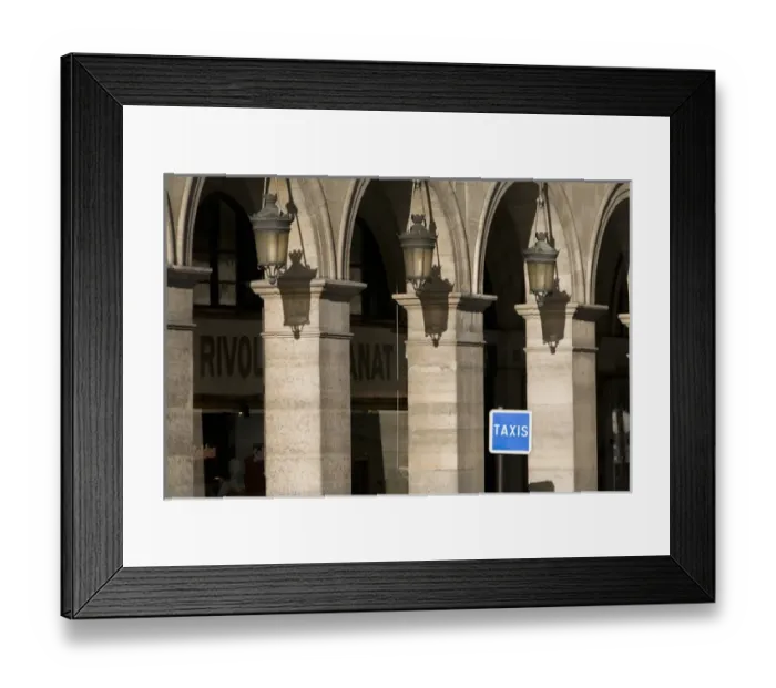 Framed Print : Taxi stand on Rue de Rivoli, Paris, France Framed Print : Taxi stand on Rue de Rivoli, Paris, France