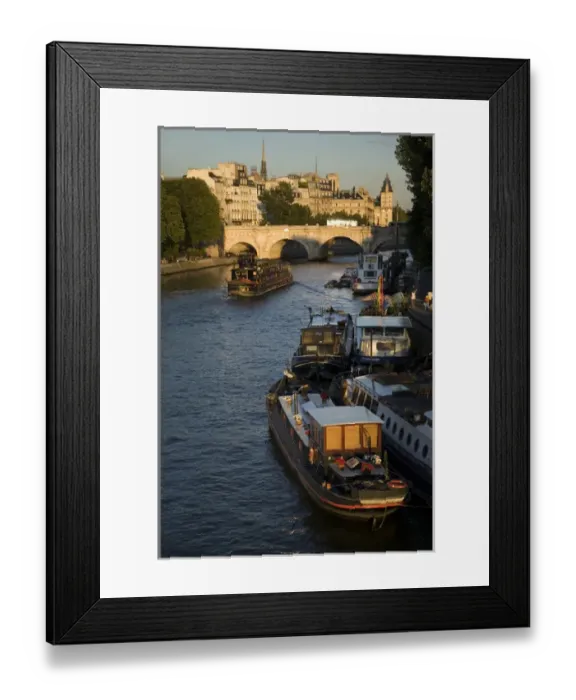 Framed Print : Barges on the Seine, Pont Neuf, Ile de la Cite, Paris, France Framed Print : Barges on the Seine, Pont Neuf, Ile de la Cite, Paris, France