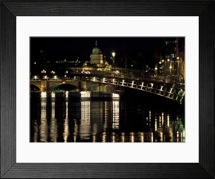 Framed Print : Europe, Ireland, Dublin. Ha penny Bridge and O Connell Bridge spanning River Liffey Framed Print : Europe, Ireland, Dublin. Ha penny Bridge and O Connell Bridge spanning River Liffey