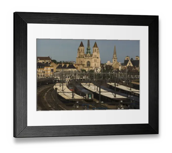 Framed Print : Train station, St Benigne Cathedral, Dijon, Cote d Or, Burgundy, France